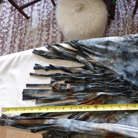 QUIRKY GOTH BOHO HIPPY TIE DYE MULTI COLOR FRINGE MAXI SKIRT XL - Picture 7 of 8